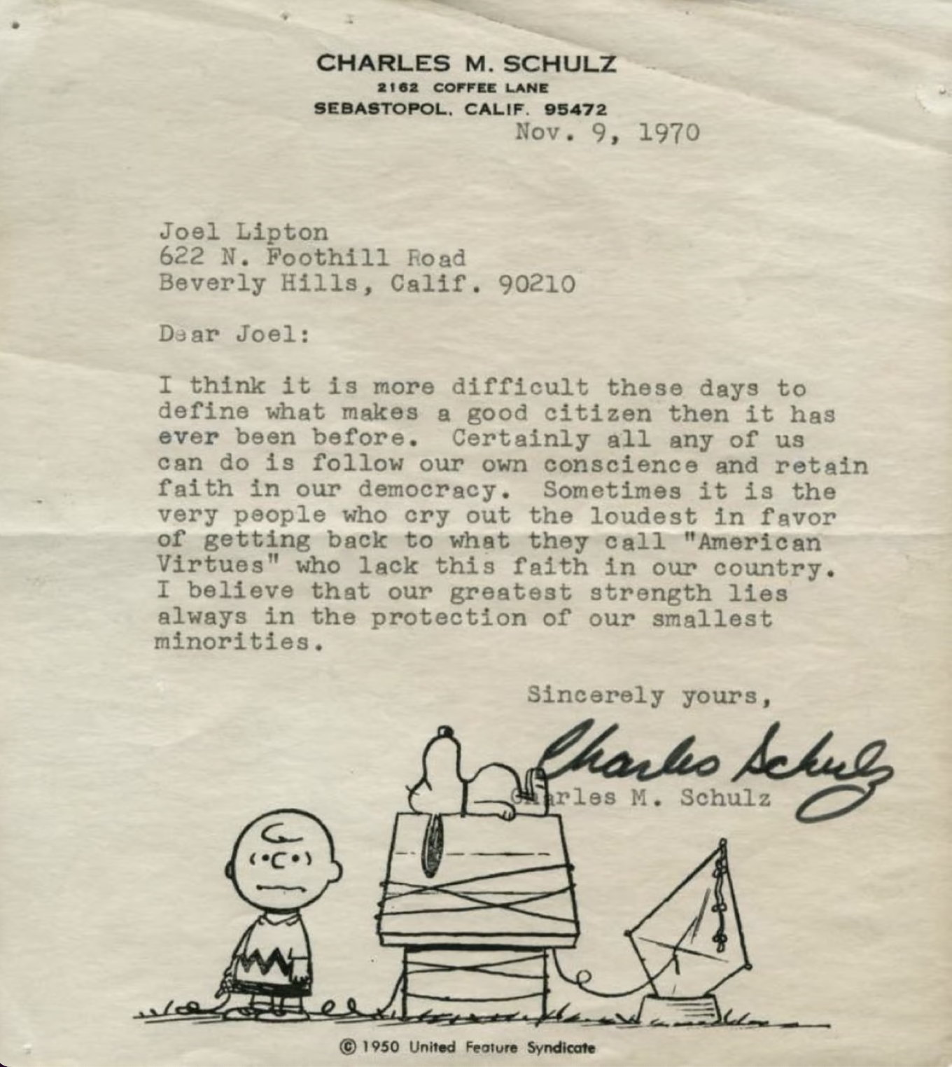 Letter from Charles Schulz